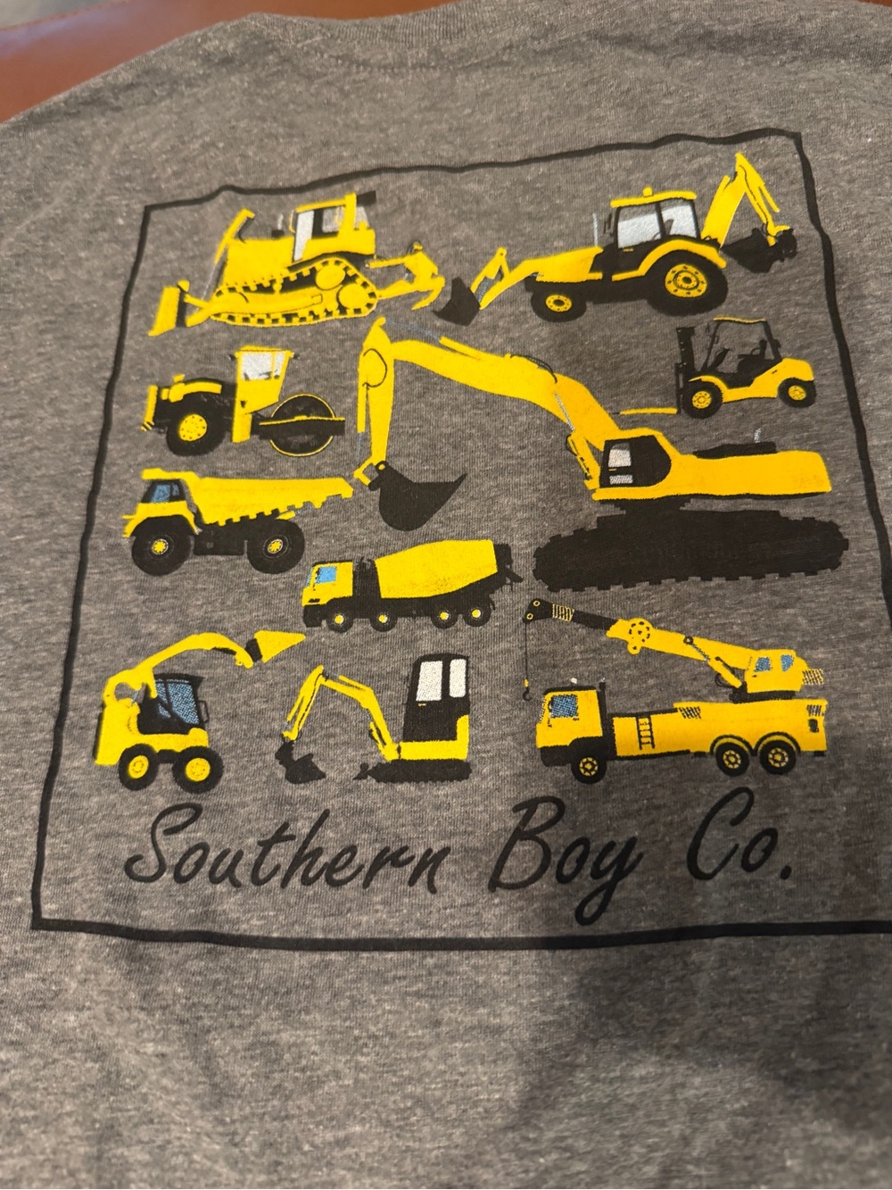 NWOT! Sz YL (10-12) Boys' Gray Tee with Yellow Construction Trucks